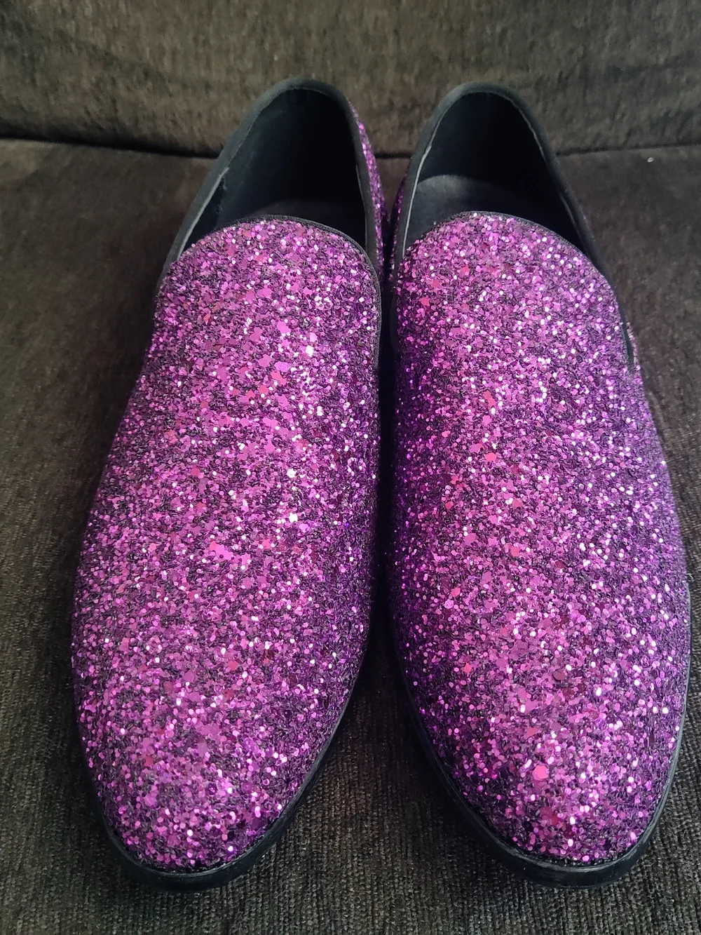 Men's Purple Glitter Slip-On Dress Loafers